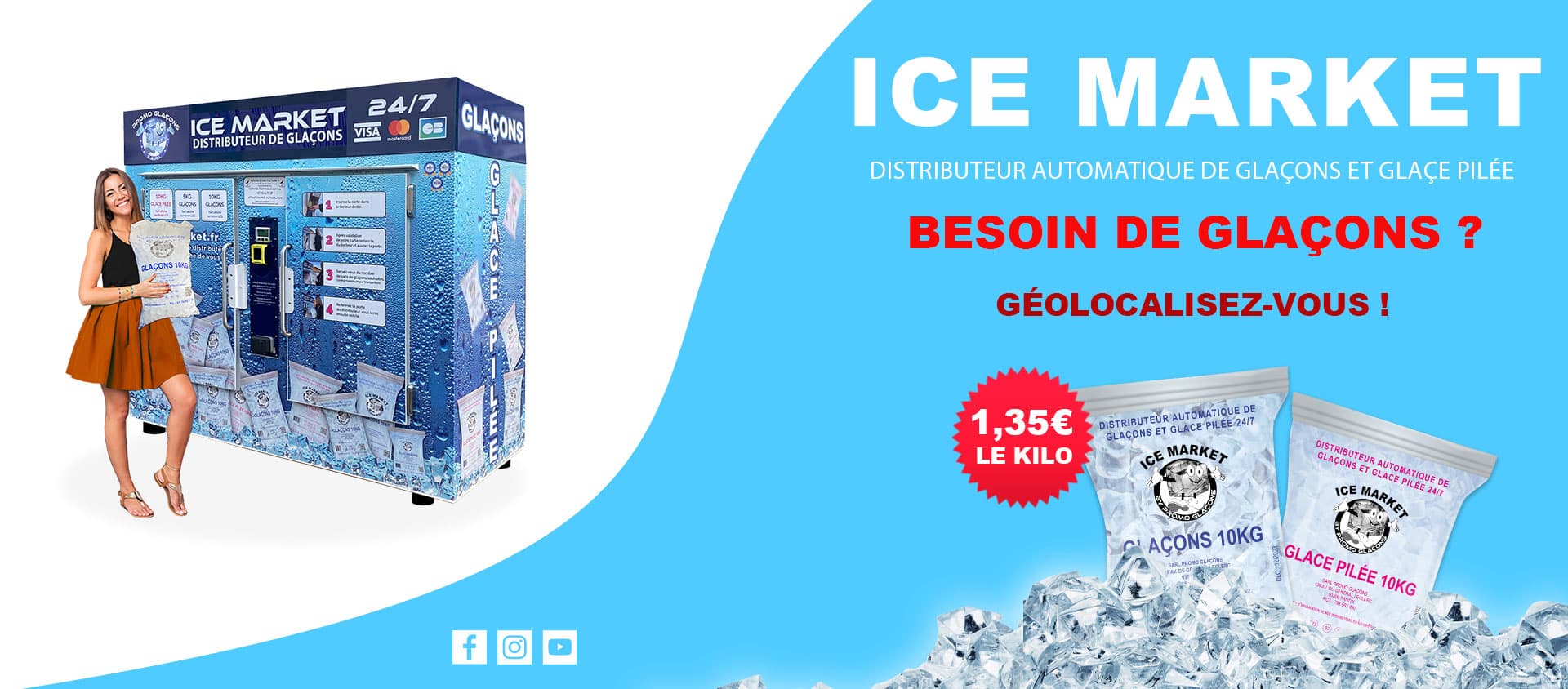 Glaçons et glace pilée Paris Porte de la Villette dès 6,25€! ICEMARKET